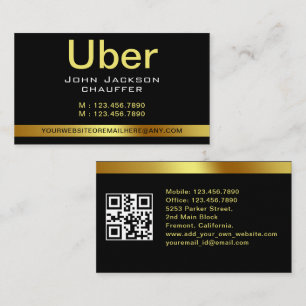 Tarjeta De Visita Taxista urbano Chauffeur banda amarilla CÓDIGO QR