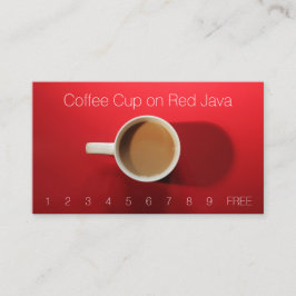 Tarjeta De Visita Taza de café en la tabla roja