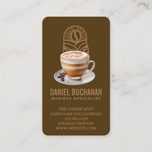 Tarjeta De Visita Taza de café y granos   Barista   Café