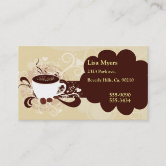 Tarjeta De Visita Taza de corazones y de remolinos del café