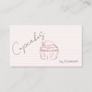 Tarjeta De Visita Taza de Cupcake Brillante Fresa Rayada