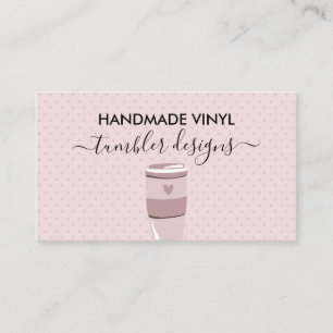 Tarjeta De Visita Taza de lunares rosados corazón Tumbler de vinilo