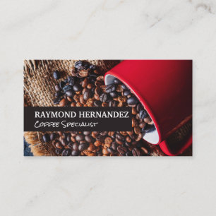 Tarjeta De Visita Taza llena de granos de café