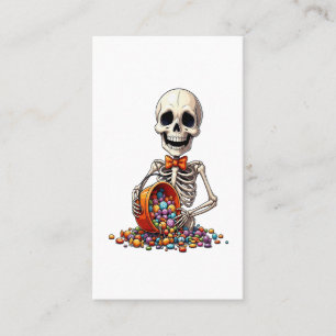Tarjeta De Visita Tazón de dulces de esqueleto Halloween