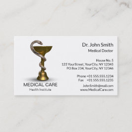 Tarjeta De Visita Tazón de serpiente médica Hygieia Caduceus blanco