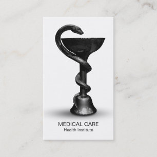 Tarjeta De Visita Tazón de serpiente médica Hygieia Caduceus blanco 