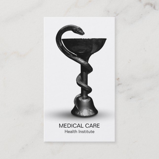 Tarjeta De Visita Tazón de serpiente médica Hygieia Caduceus blanco  (Anverso)