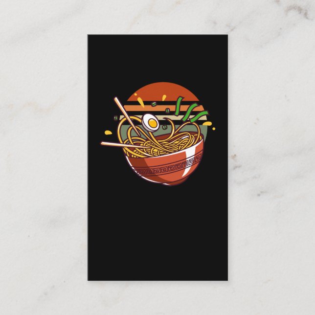 Tarjeta De Visita Tazón retro Ramen con palillos fideos japoneses (Anverso)