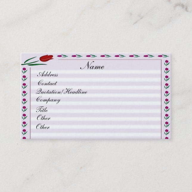 Tarjeta De Visita -TBA - Tulips (Anverso)
