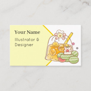 Tarjeta De Visita Té de Frutas Kawaii Hámster - Snack de Sandía de V