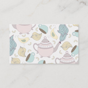 Tarjeta De Visita Té de la Copa Azul de Teapot Pastel de Aves Amaril