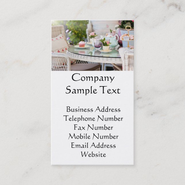 Tarjeta De Visita Té y tortas de tarde en el jardín (Anverso)