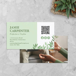 Tarjeta De Visita Tea Green Calm Greenery QR Código Foto Medios Soci