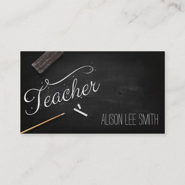 Tarjeta De Visita Teacher chalkboard (Anverso)