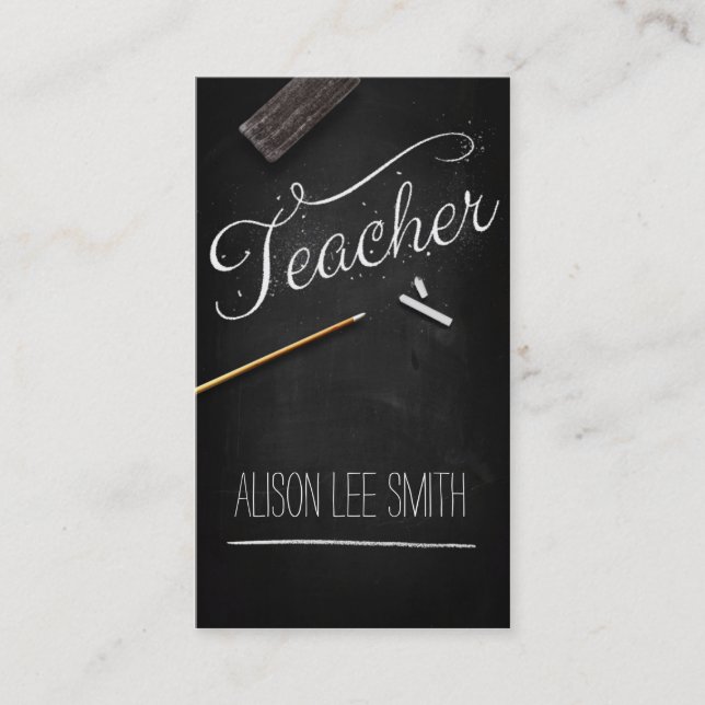 Tarjeta De Visita Teacher chalkboard (Anverso)