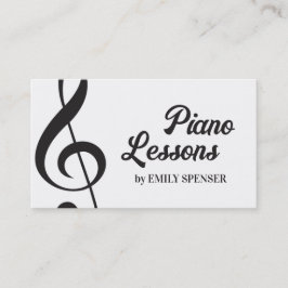 Tarjeta De Visita Teacher de música de piano Treble Clef simple