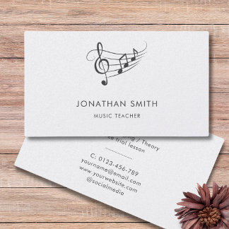 Tarjeta De Visita Teacher de música Gold Treble Clef Moderno