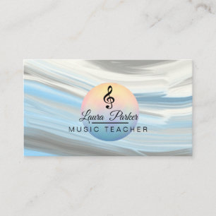 Tarjeta De Visita Teacher de música Treble Note Olas de sonido azul