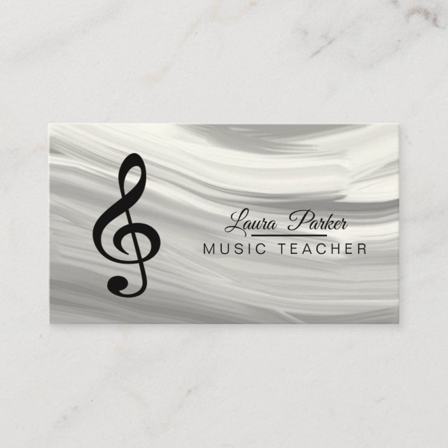 Tarjeta De Visita Teacher de música Treble Note Waves de sonido plat (Anverso)