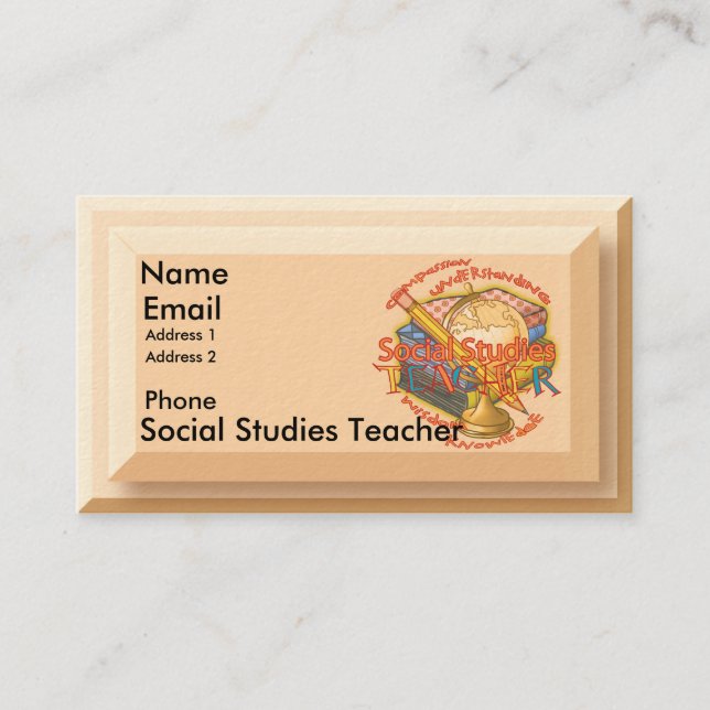 Tarjeta De Visita Teacher Motto de Estudios Sociales (Anverso)