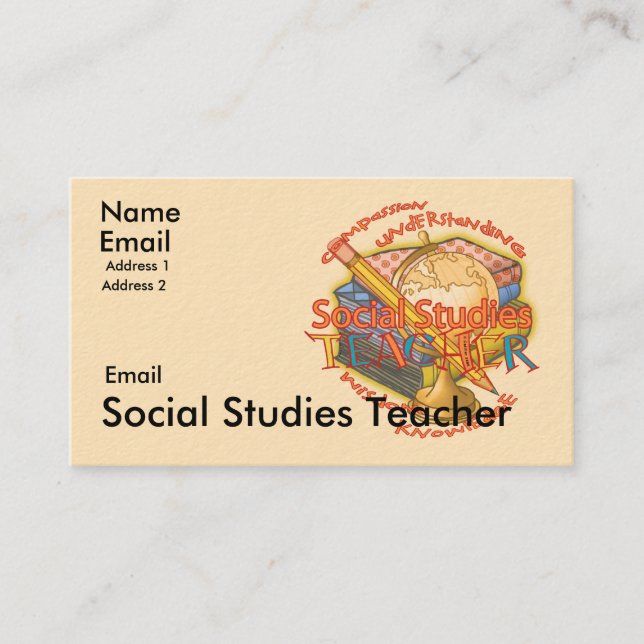 Tarjeta De Visita Teacher Motto de Estudios Sociales (Anverso)