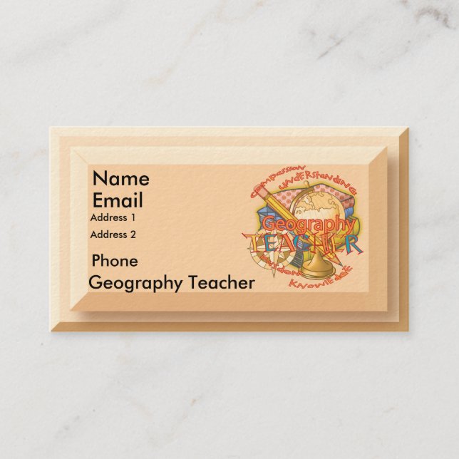 Tarjeta De Visita Teacher Motto de Geografía (Anverso)