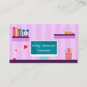 Tarjeta De Visita Teacher Rayas púrpuras