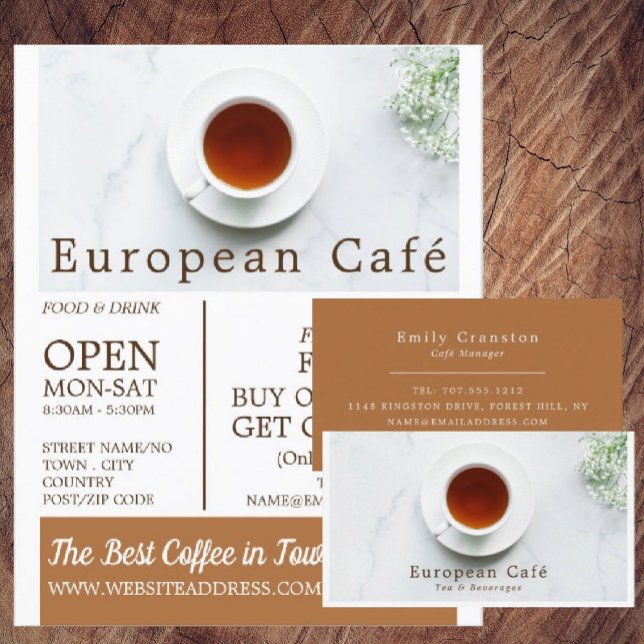 Tarjeta De Visita Teacup & Saucer, Barista, Café, Coffeehouse (Subido por el creador)