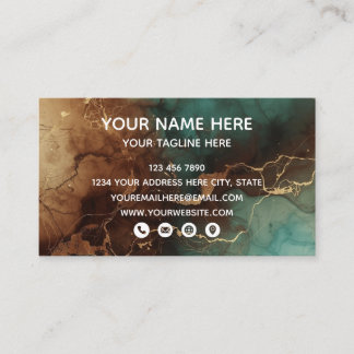 Tarjeta De Visita Teal Bronze Marble Luxury Business Card