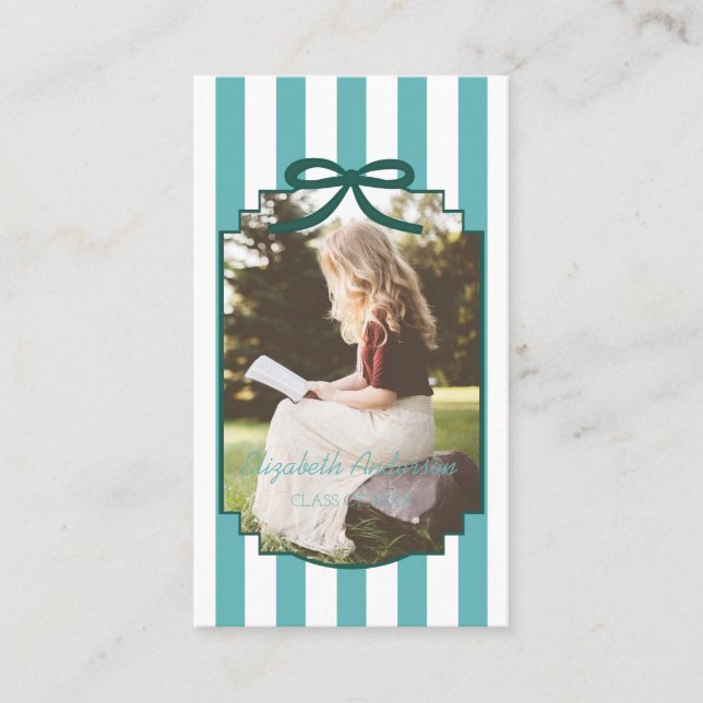 Tarjeta De Visita Teal Green Graduation Name Card (Anverso)