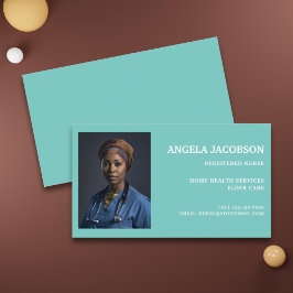 Tarjeta De Visita Teal Professional Registered Nurse Photo