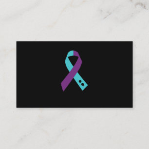 Tarjeta De Visita Teal Purple Ribbon Semicolon Suicide Prevention