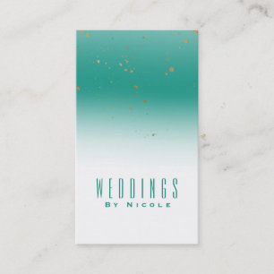 Tarjeta De Visita Teal y Oro Salpicaduras Glamour Moderno Chic