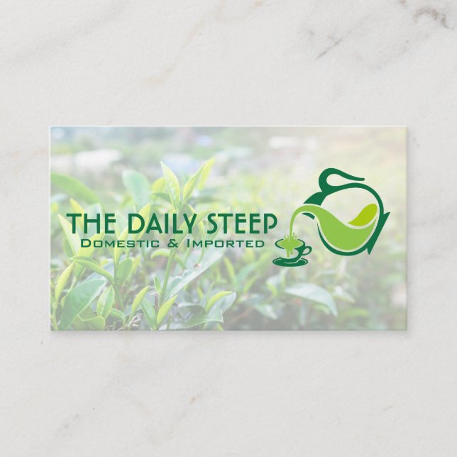 Tarjeta De Visita Teapot Pouring Green Tea (Anverso)