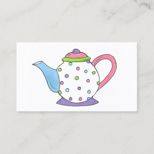 Tarjeta De Visita Teapot Tea Fiesta Pot Teacup Cup Tea Time (Anverso)