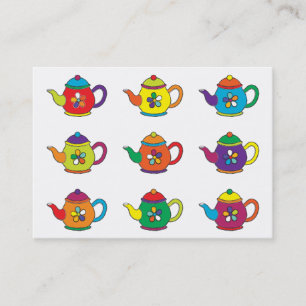 TARJETA DE VISITA TEAPOTES COLORIDOS