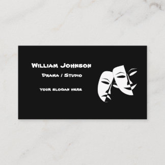 Tarjeta De Visita Teatro Mask Comedia Tragedia Black White Business