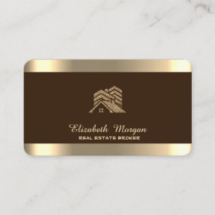 Tarjeta De Visita Techo de casa profesional bienes raíces marrón