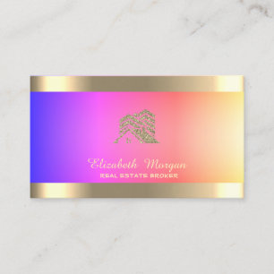 Tarjeta De Visita Techo de casa profesional inmobiliario colorido