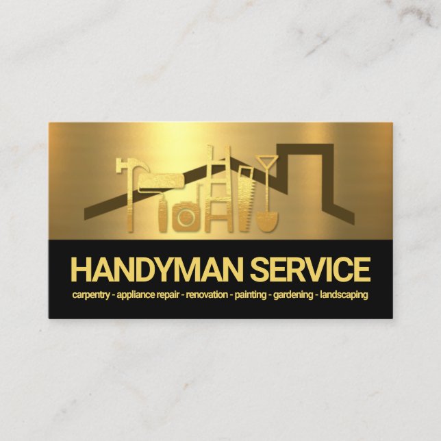 Tarjeta De Visita Techo de herramientas de mano de oro (Anverso)