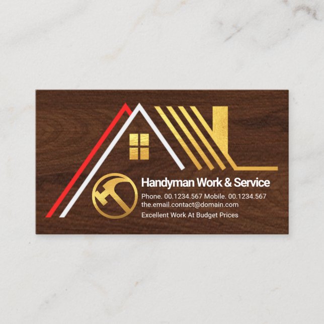 Tarjeta De Visita Techo De Oro Creativo A-Frame En Madera (Anverso)