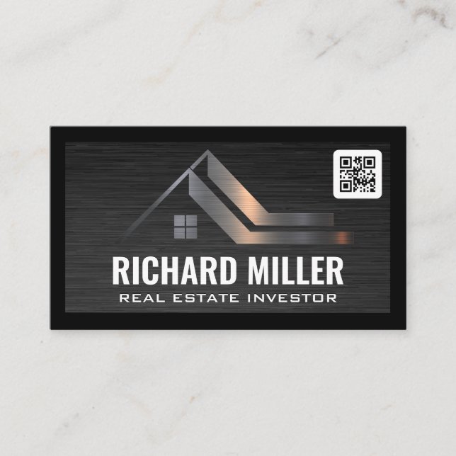 Tarjeta De Visita Techo inmobiliario | Plantilla de código de barras (Anverso)