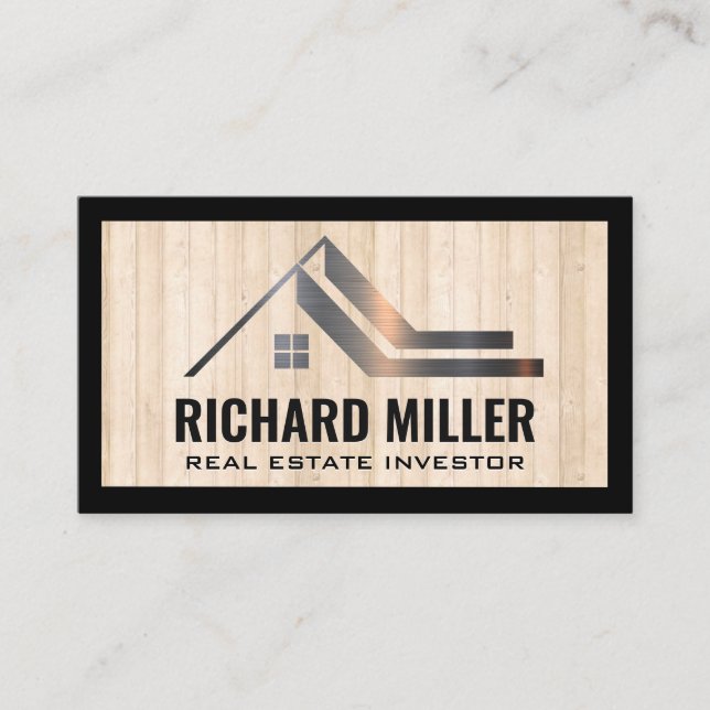 Tarjeta De Visita Techo inmobiliario | Propiedad | Paneles de madera (Anverso)