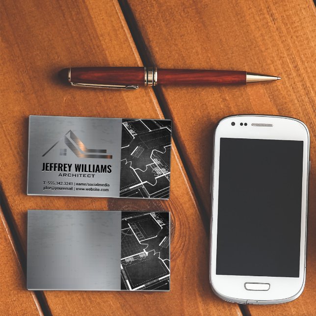 Tarjeta De Visita Techo Metalizado | Impresión azul de propiedad (Subido por el creador)