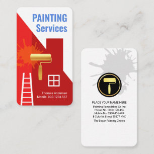 Tarjeta De Visita Techo Rojo Sencillo siendo Pintado