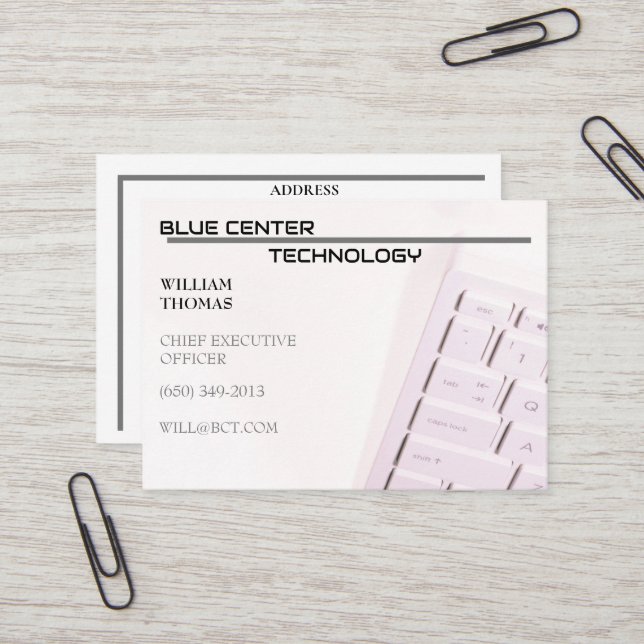 Tarjeta De Visita Teclado blanco RT Tecnología de información (Anverso/Reverso In Situ)