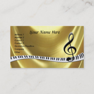 Tarjeta De Visita Teclado de piano del oro del G-Clef