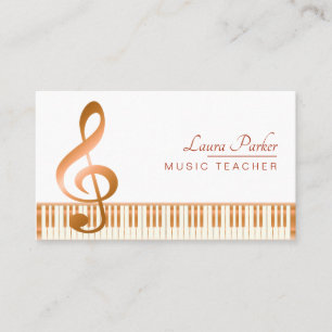 Tarjeta De Visita Teclado de piano del profesor de música Elegante c