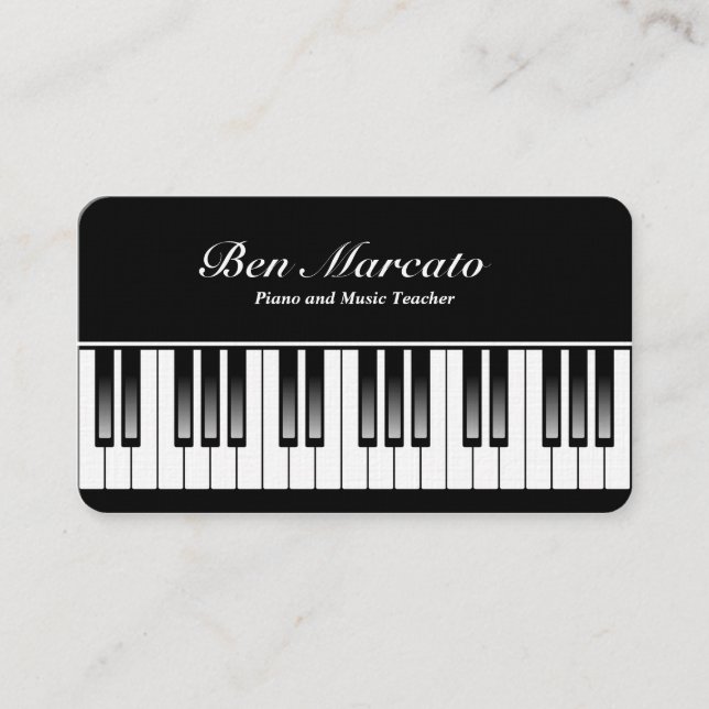 Tarjeta De Visita Teclado de piano (lino, esquina redondeada) (Anverso)