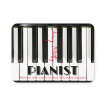 Teclado de Piano Moderno Rojo Negro Pianista